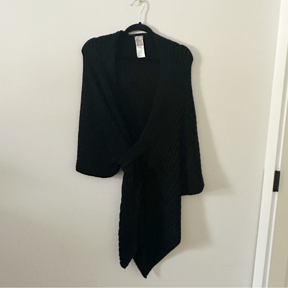 Chico’s Black Cable Knit Open Front Wrap